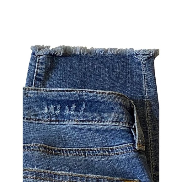 Loft Womens Floral Design Blue Denim Jeans Size 30/10 Curvy Skinny Frayed Hem - Picture 13 of 14